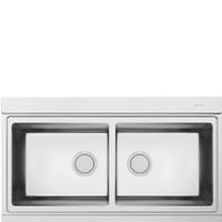 SMEG Professional Range - Silver Mira Double Bowl Inset Sink